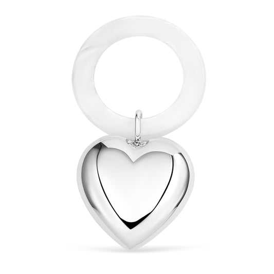 UNICORNJ Sterling Silver Keepsake Baby Rattle Teether Heart Personalized with Engraved Initials or Name | Complete with Gift Box | Gift for Baby | Made in Italy by Massete