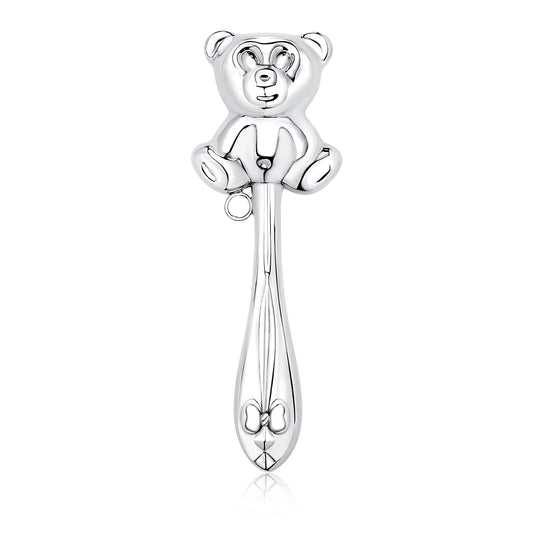 UNICORNJ Sterling Silver Keepsake Baby Rattle Teddy Bear Victorian Style | Complete with Gift Box | Gift for Baby | Made in Italy by Massete