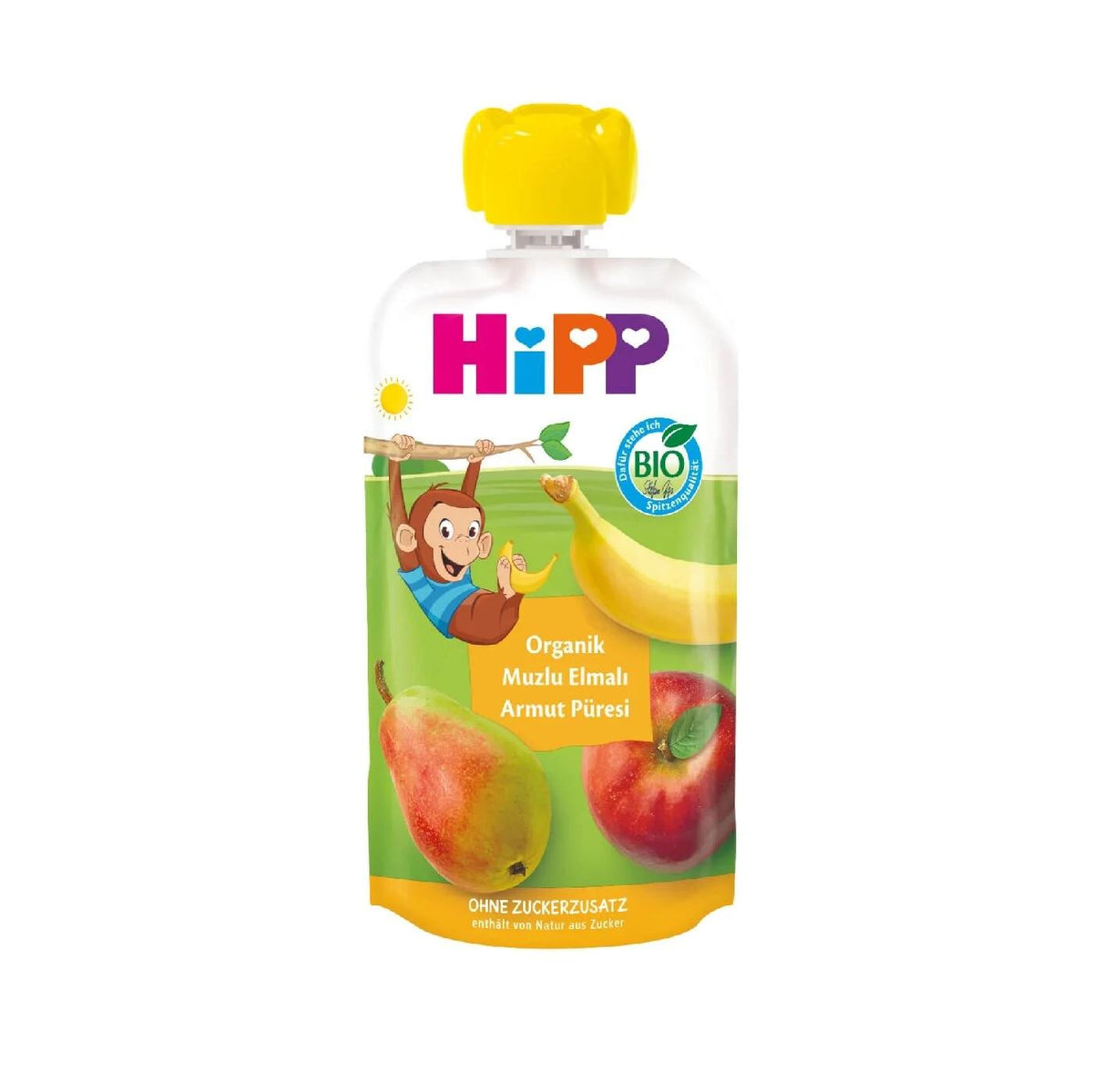 HiPP Organic Banana Apple & Pear Fruit Puree for Babies 100g by Beauty Care Bag