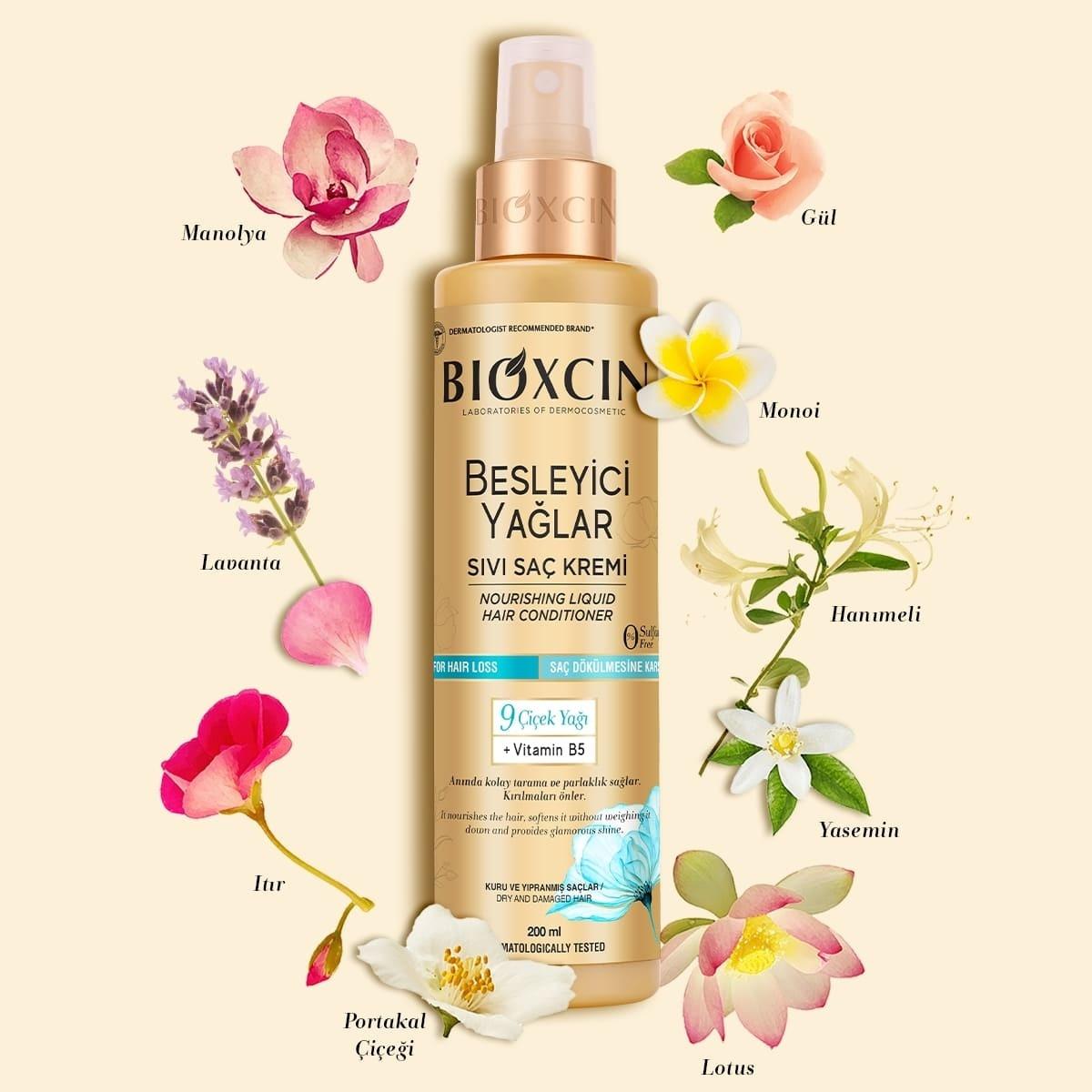 Bioxcin Nourishing Flower Oils Hair Conditioner: Deeply Moisturizes, Repairs Dry & Damaged Hair. Sulfate-Free, Hypoallergenic Formula by Beauty Care Bag