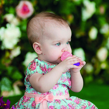 Sevi Bebe Silicone Baby Fruit Feeder & Teether: Safe Introduction to Fruit, Soothes Teething Pain - Pink, EN14372 Compliant by Beauty Care Bag