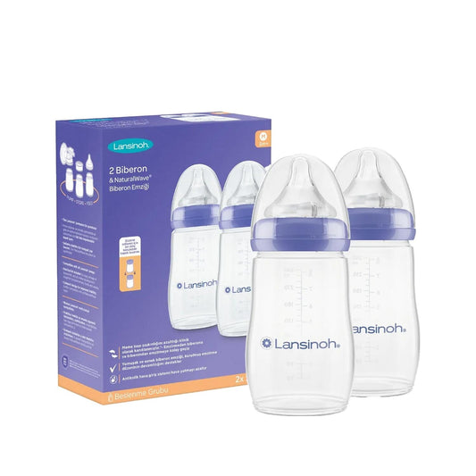 Lansinoh Baby Bottle with NaturalWave Nipple - 240ml, BPA-Free, Easy Clean Design by Beauty Care Bag