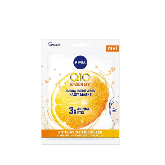 Nivea Q10 Energy Face Mask - Anti-Aging Sheet Mask for Mature Skin, 28g by Beauty Care Bag
