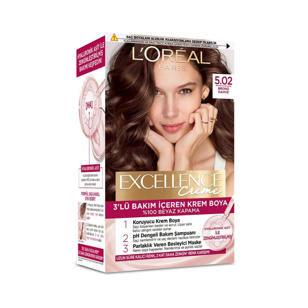 L'Oreal Paris Excellence Creme Hair Dye 502 Bronze Brown 192ml by Beauty Care Bag