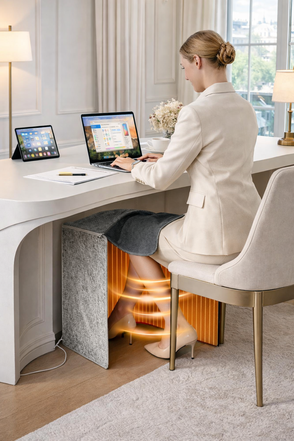 Under Desk Foot & Leg Heater – Quiet, Energy-Efficient Personal Space Warmer (Grey) by Breevar
