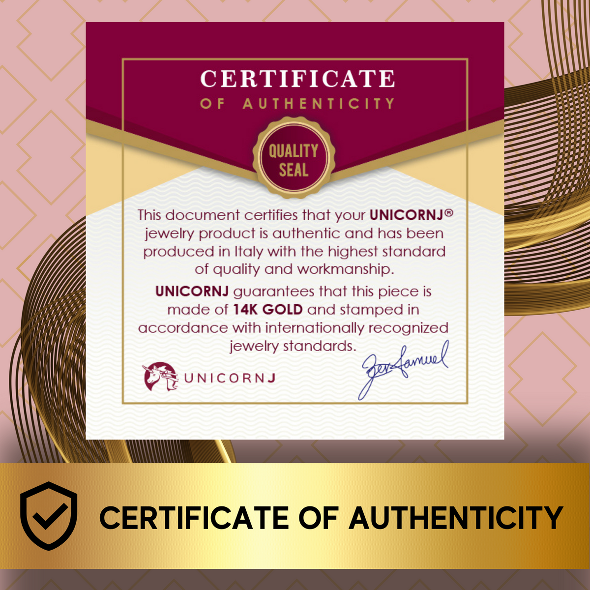 Certificate of authenticity for the floating puff star necklace by Unicornj