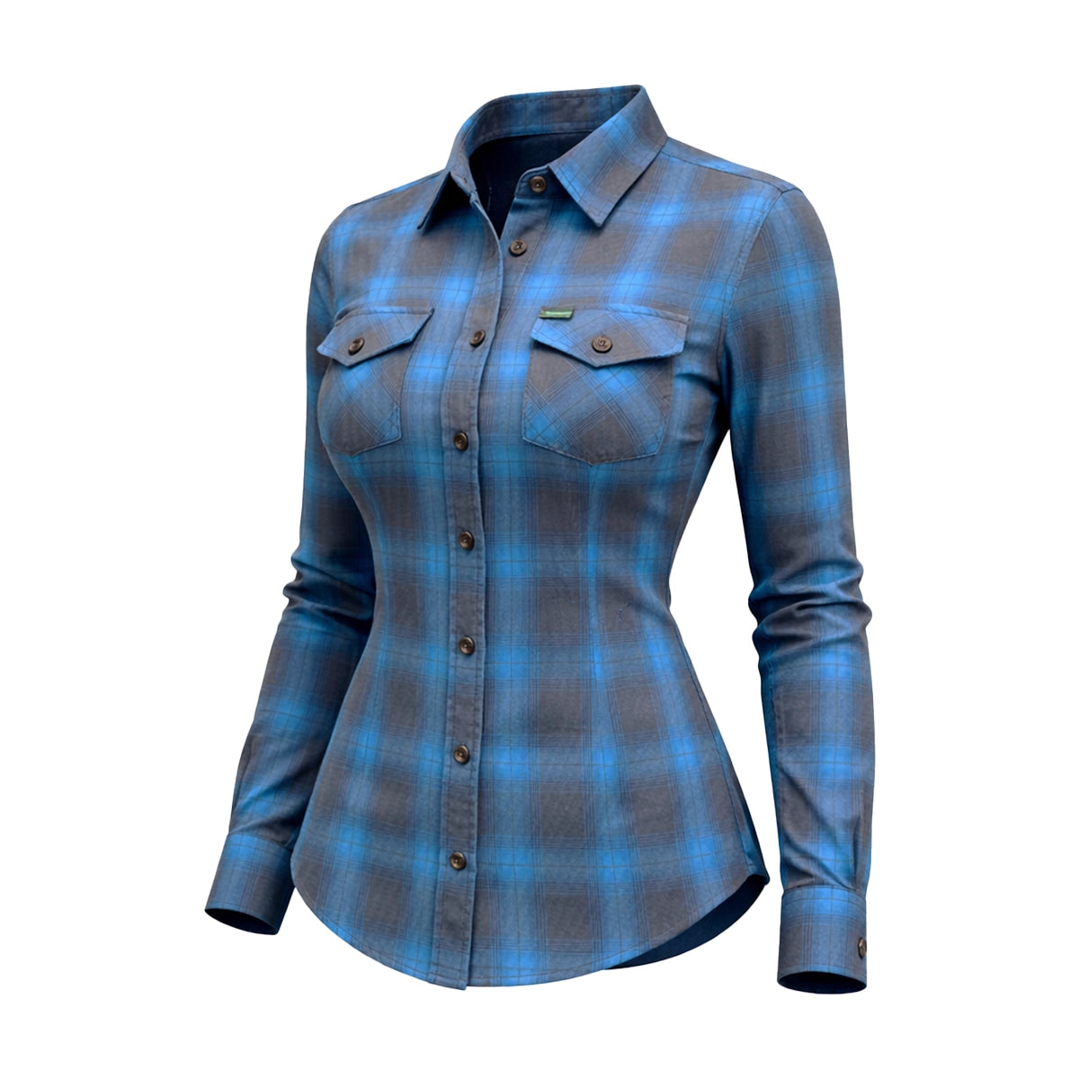 Teal Flannel - Ladies Flannel Shirt by Unik Just for Bikers