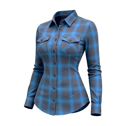 Teal Flannel - Ladies Flannel Shirt by Unik Just for Bikers