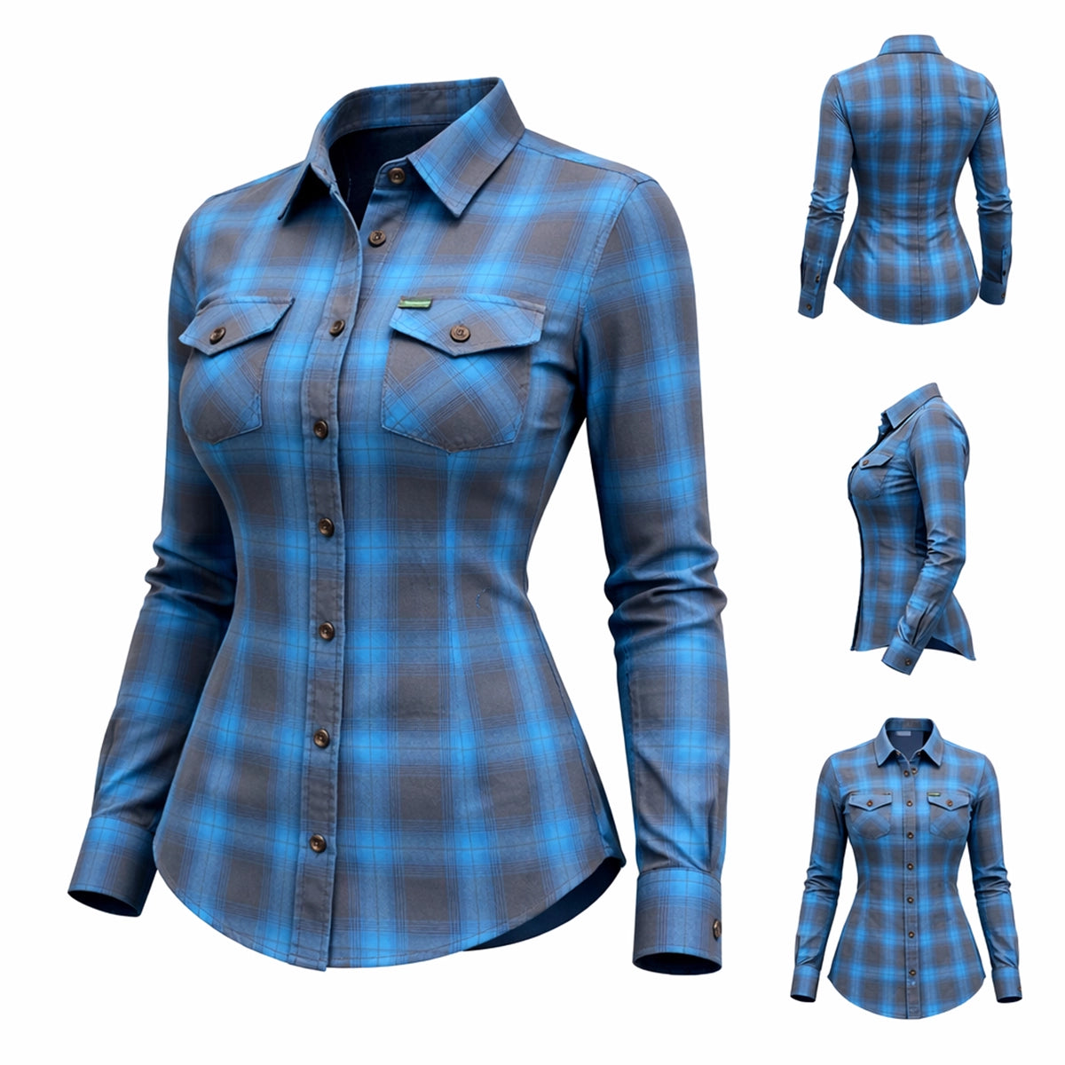 Teal Flannel - Ladies Flannel Shirt by Unik Just for Bikers