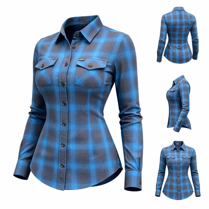 Teal Flannel - Ladies Flannel Shirt by Unik Just for Bikers