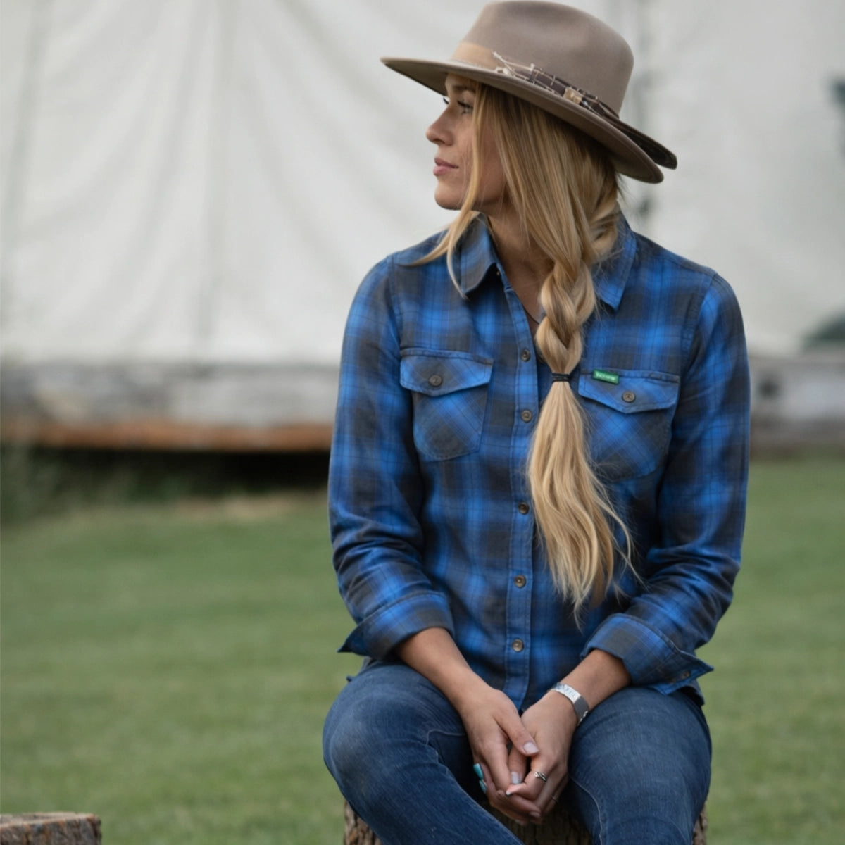 Teal Flannel - Ladies Flannel Shirt by Unik Just for Bikers