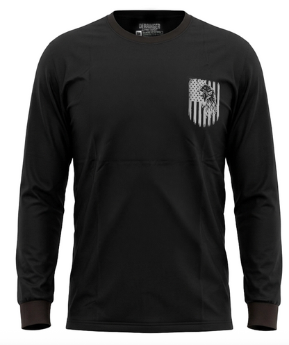 Men's Long Sleeve T-Shirt with American Eagle & Flag Print by Unik Just for Bikers