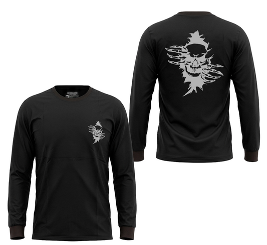 Men's Long Sleeve T-Shirt with Skull Graphic Print by Unik Just for Bikers