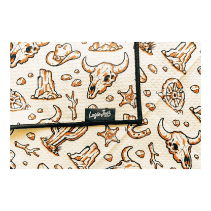 Badlands Golf Towel | 24” x 16” Microfiber Towel | Magnetic Clip & Carabiner | Premium Golf Accessory | Longhorn Desert Western by Logie Joe's Golf