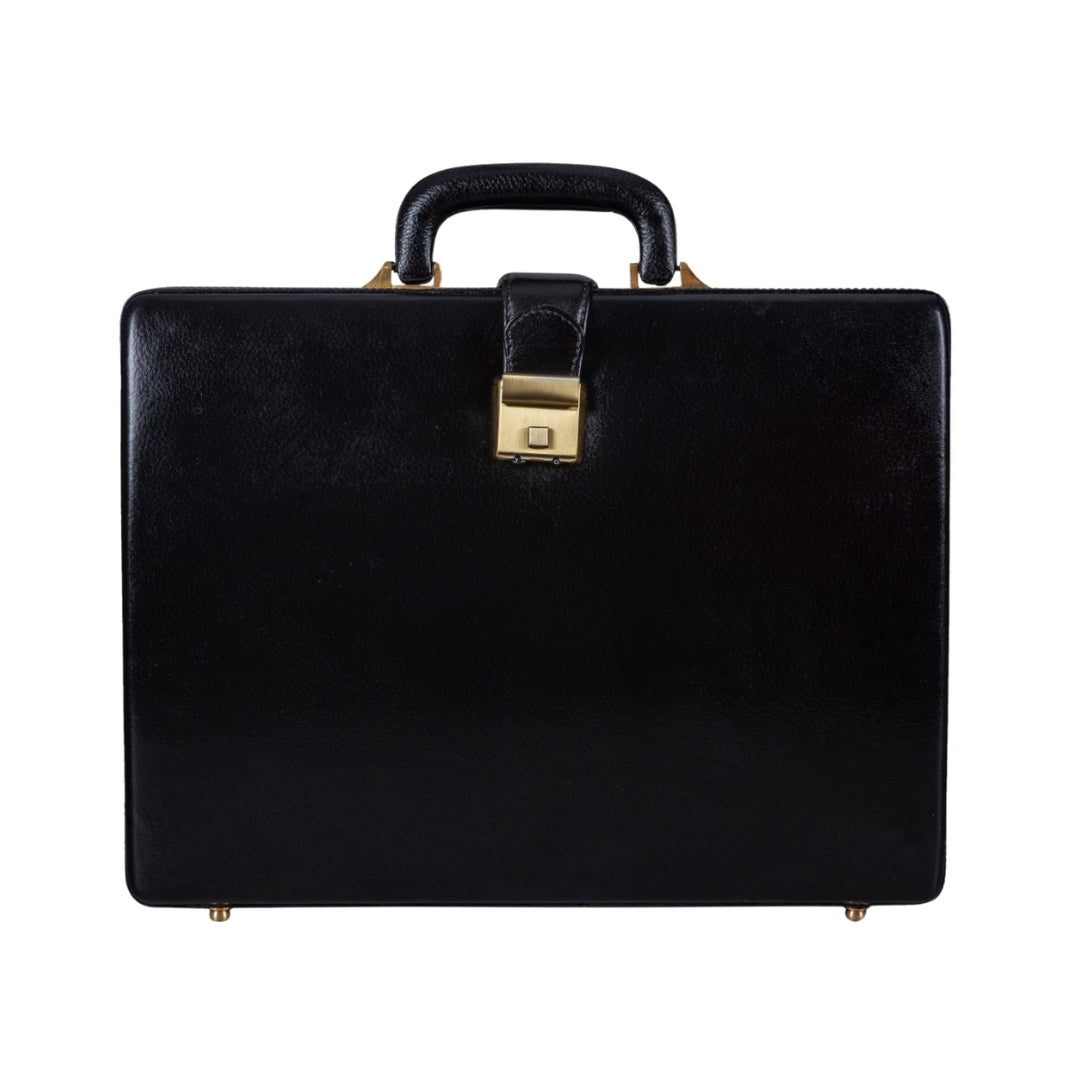 Leather Executive Men's Leather Attache Briefcase - Black by Classy Leather Bags