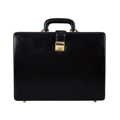Leather Executive Men's Leather Attache Briefcase - Black by Classy Leather Bags