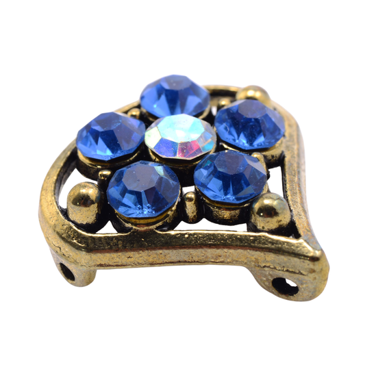 Sapphire Blue Crystal Rhinestone Flower Pendant - Base Metal with Iridescent Center 23mm by Continental Bead Suppliers