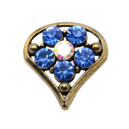 Sapphire Blue Crystal Rhinestone Flower Pendant - Base Metal with Iridescent Center 23mm by Continental Bead Suppliers