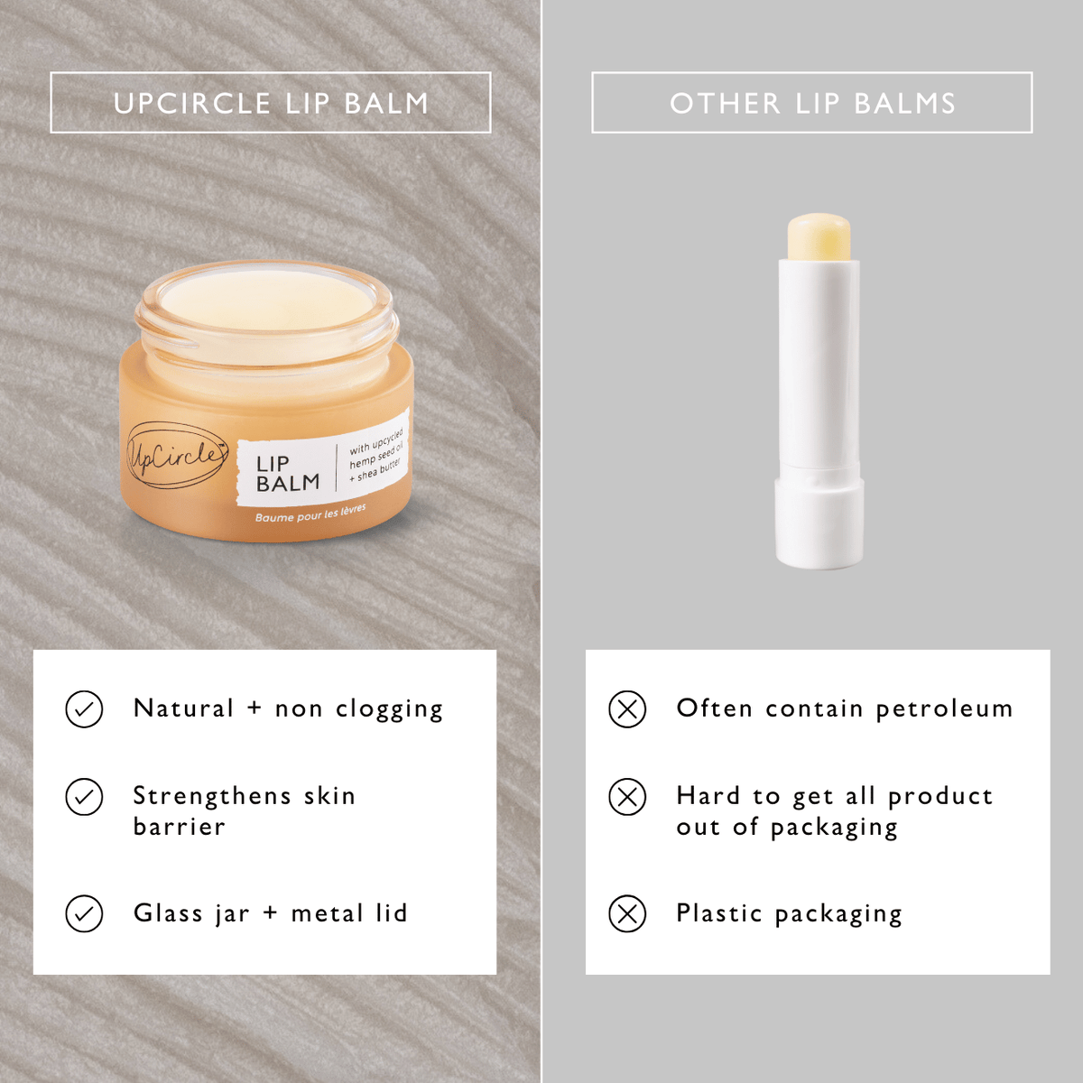 UpCircle lip balm comparison chart