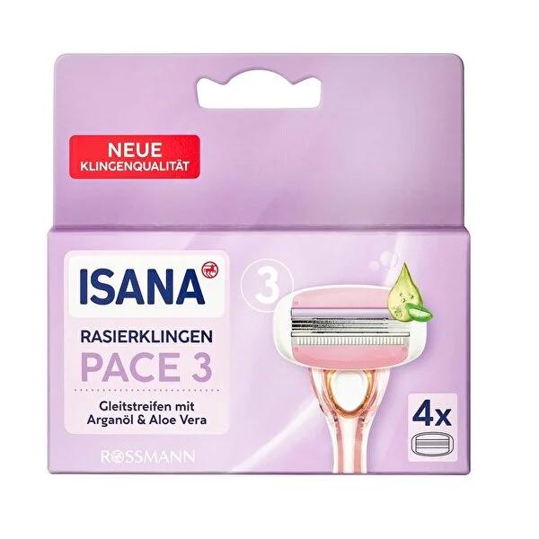 Isana Replacement Razor Blades - 3-Blade Design, Compatible with Isana Vabene Shaving Systems - 4-Pack by Beauty Care Bag
