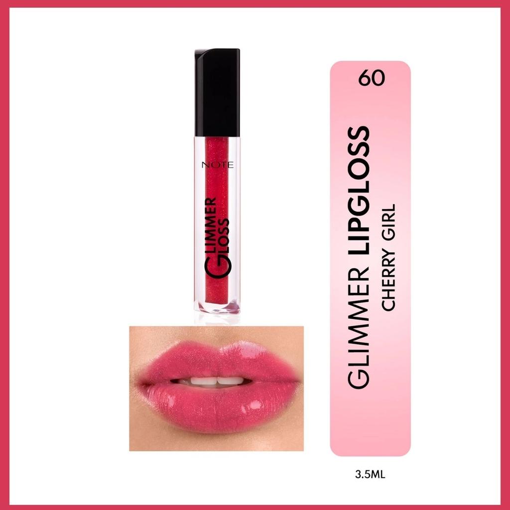 Note Glimmer Gloss Moisturizing Lip Gloss 60 Cherry by Beauty Care Bag