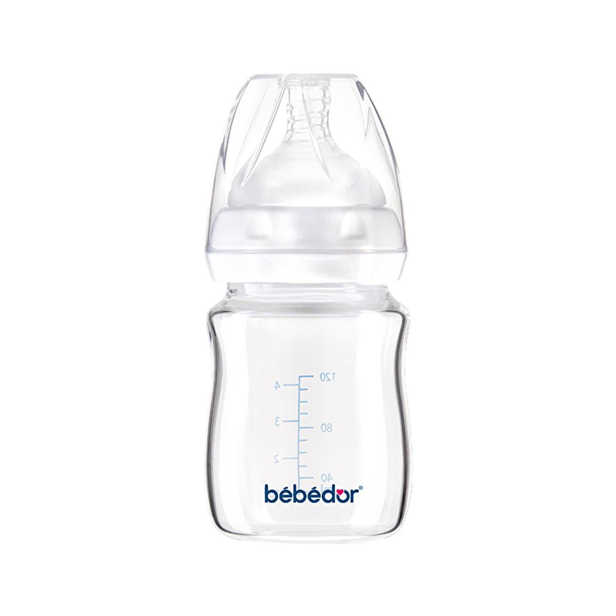 Bebedor Glass Baby Bottle: Heat Resistant, Wide Neck, Anti-Colic & Leak-Proof - Newborn Feeding Essential by Beauty Care Bag