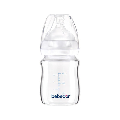 Bebedor Glass Baby Bottle: Heat Resistant, Wide Neck, Anti-Colic & Leak-Proof - Newborn Feeding Essential by Beauty Care Bag