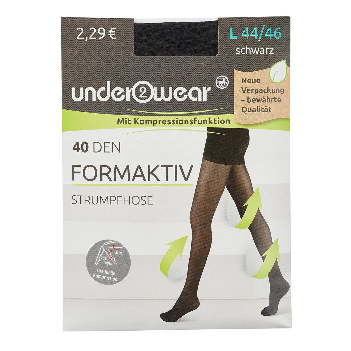 Underwear 40 Denier Black Support Tights - Size 44-46 by Beauty Care Bag