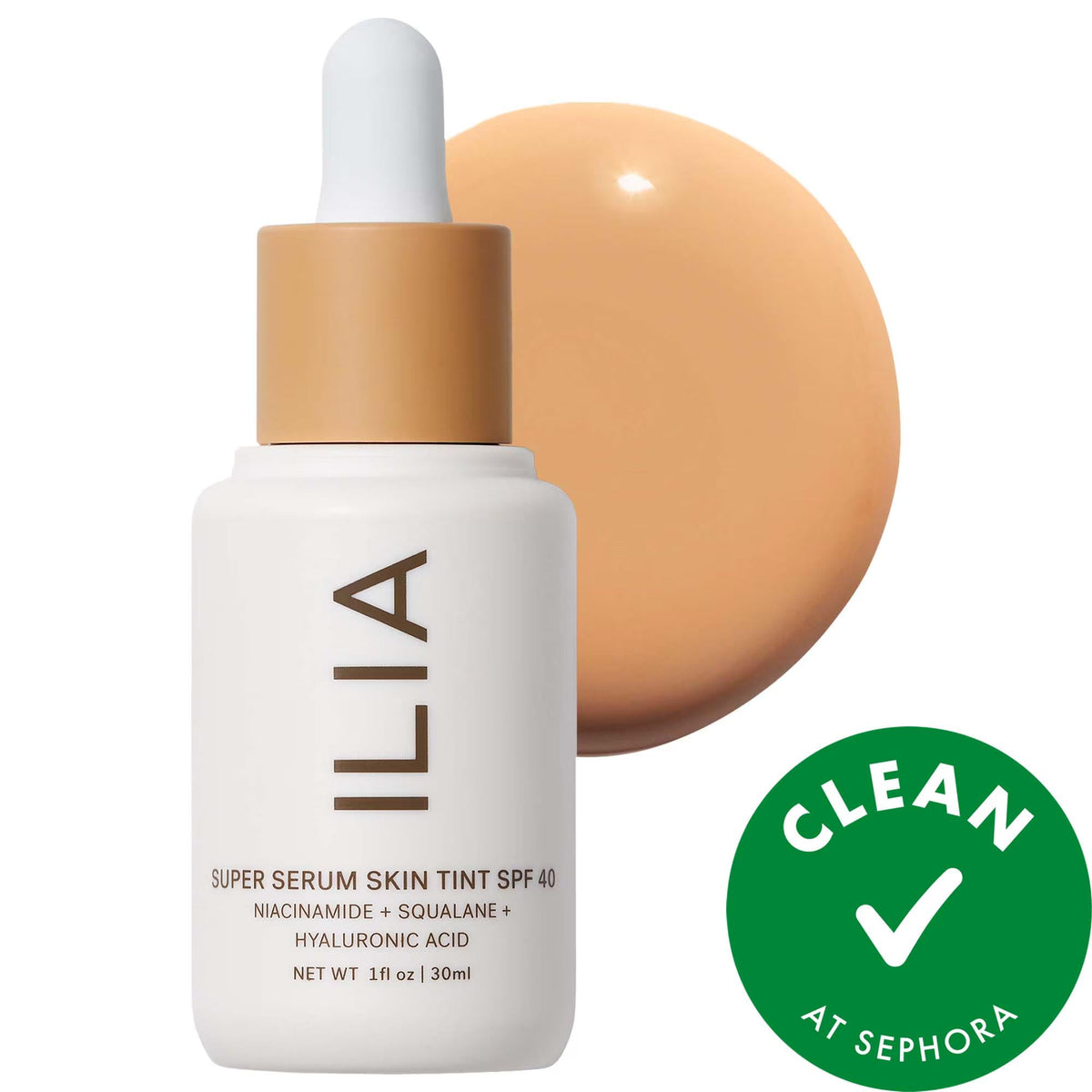 ILIA Super Serum Skin Tint SPF 40: Light Coverage, Dewy Finish Foundation with Squalane, Niacinamide & Hyaluronic Acid - Clean Beauty by Beauty Care Bag