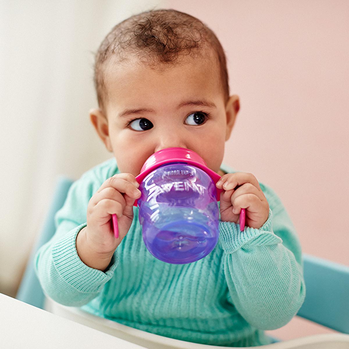 Philips Avent Sippy Cup for Baby Girls 6+ Months - Leak Proof Training Cup, 7 oz - Easy Grip, BPA Free by Beauty Care Bag