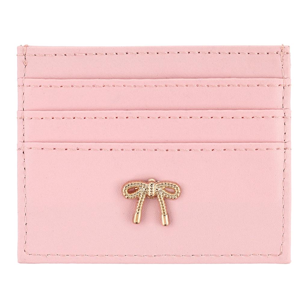 Eklips Powder Pink Bow Card Holder with Slim Design by Beauty Care Bag