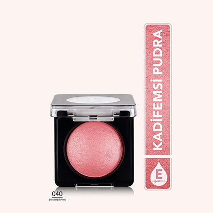 Flormar Shimmer Pink Baked Blush: High Pigment, Natural Glow, Vitamin E - Radiant Finish for All Skin Types by Beauty Care Bag