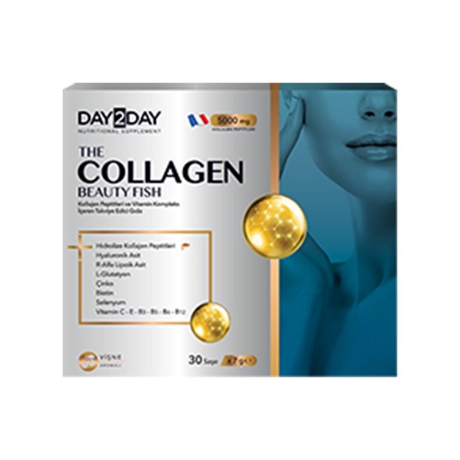 Day2Day Collagen Supplement - 5000mg Collagen Peptides, Age-Defying, Skin Radiance, Cherry Flavored, Sugar-Free by Beauty Care Bag
