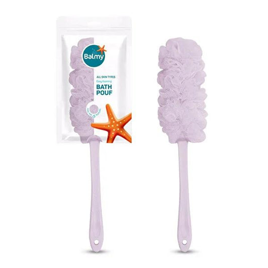 Balmy Bath Loofah with Long Handle: Exfoliating Body Scrubber for Smooth Skin, Promotes Oxygen Absorption - Assorted Colors by Beauty Care Bag