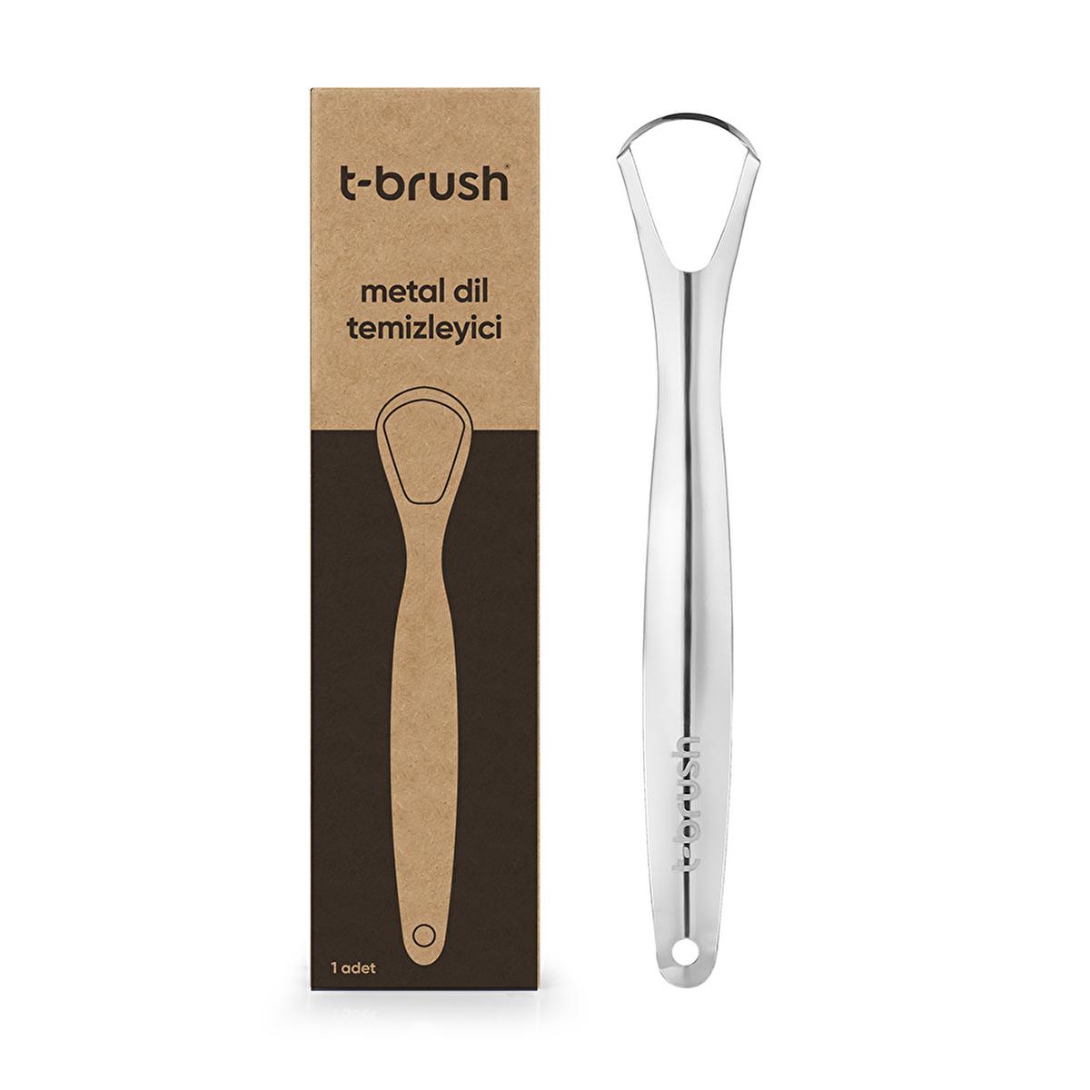 T-Brush Stainless Steel Tongue Scraper for Oral Hygiene & Fresh Breath by Beauty Care Bag