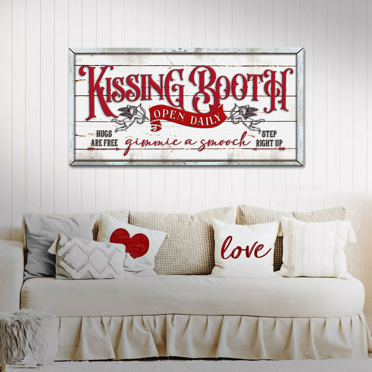 Vintage Rustic Kissing Booth Sign by Tailored Canvases