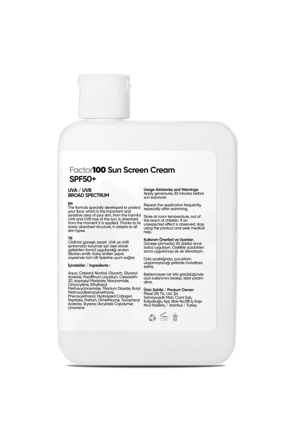 FACTOR100 Sunscreen SPF 50+ for Sensitive Skin - 100ml Broad Spectrum UV Protection Sun Cream by Beauty Care Bag