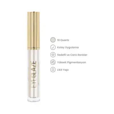 Golden Rose Eye Glaze Liquid Eyeshadow No:10 Quartz - Trendy Eye Makeup with Long-lasting Glaze Finish by Beauty Care Bag