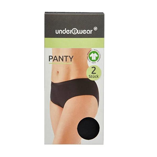 Women's black cotton slip underwear, 2 pack