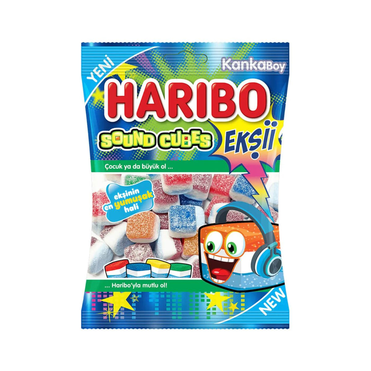 Haribo Sour Sound Cubes Tangy Chewy Gummy Candy 70g by Beauty Care Bag