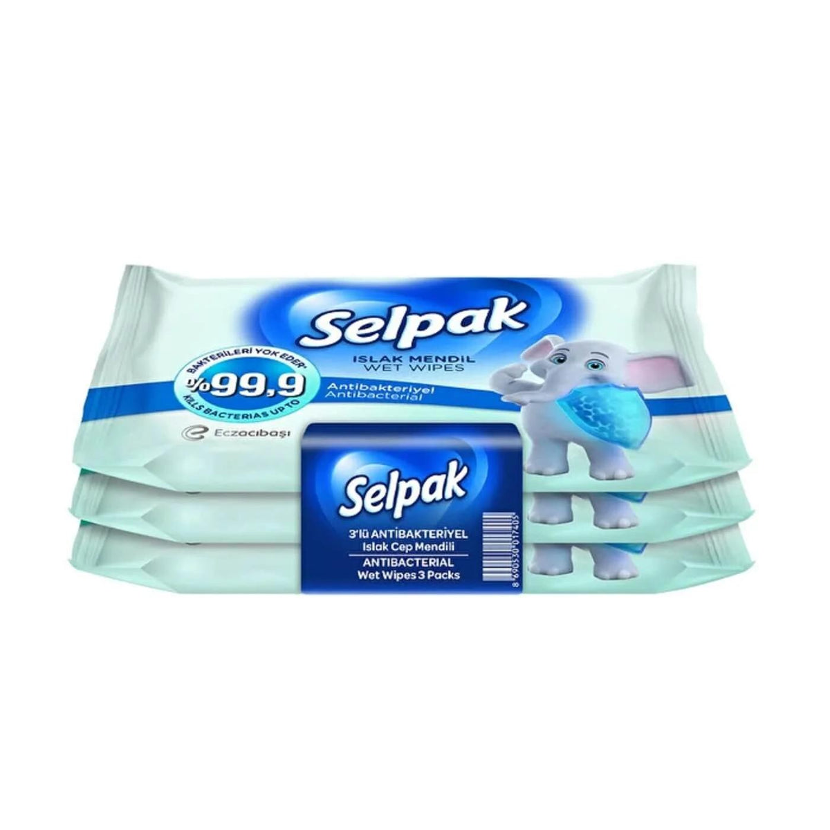 Selpak Cleansing Pocket Wet Wipes for Hands & Face 3-Pack by Beauty Care Bag