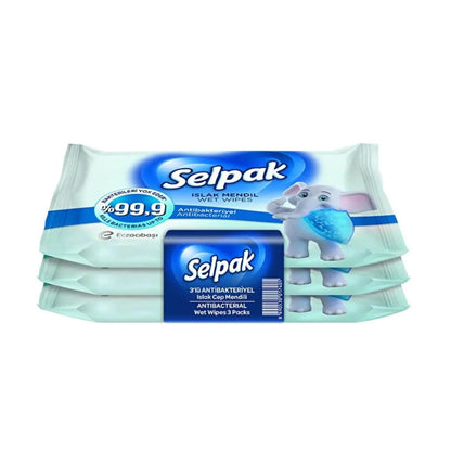 Selpak Cleansing Pocket Wet Wipes for Hands & Face 3-Pack by Beauty Care Bag