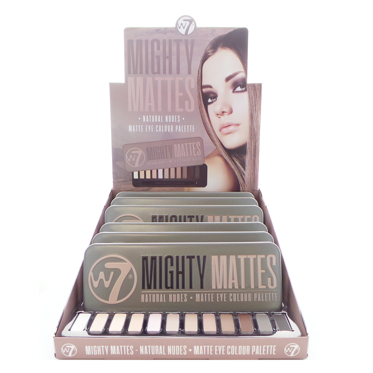 W7 Mighty Mattes Natural Nudes Matte Eye Colour Palette Display Set, 6 Pieces plus Display Tester by Avera Group