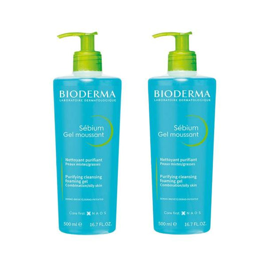 Bioderma Sebium Foaming Gel Facial Cleansing Gel for Combination & Oily Skin - 16.91 fl oz, Gentle & Non-Comedogenic by Beauty Care Bag