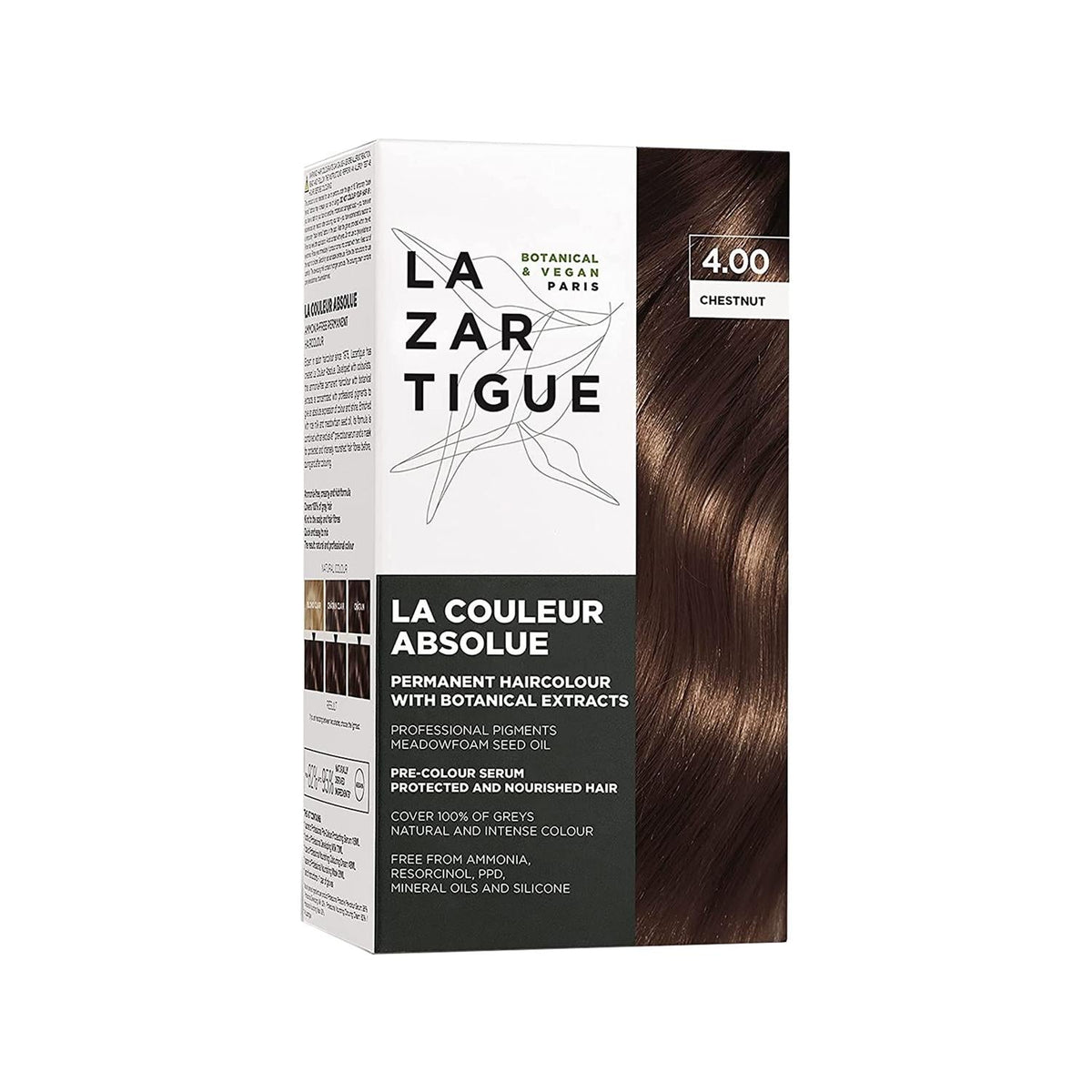Lazartigue Absolue Colour Hair Dye 4.00 Chocolate Chestnut - At-Home Hair Coloring Solution by Beauty Care Bag