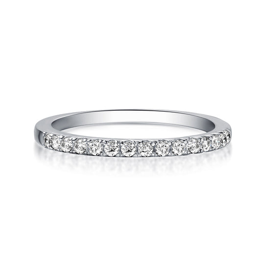 Rodiffy Moissanite 0.5 Ct Round Cut Half Halo White Gold Anniversary Ring by Avera Group
