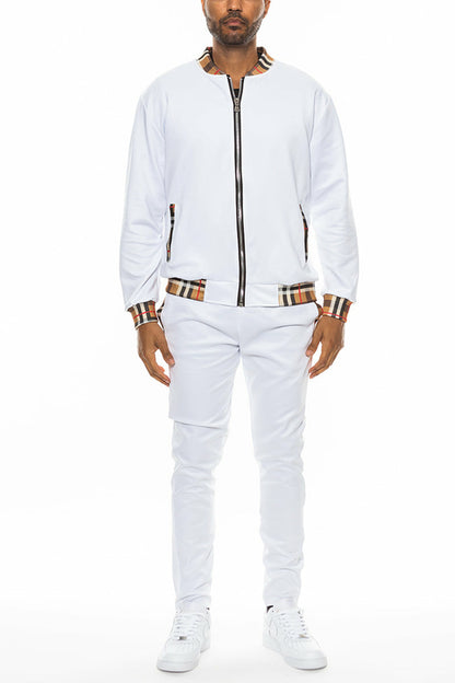 Checkered Detail Track Jacket Set by Lime Milo