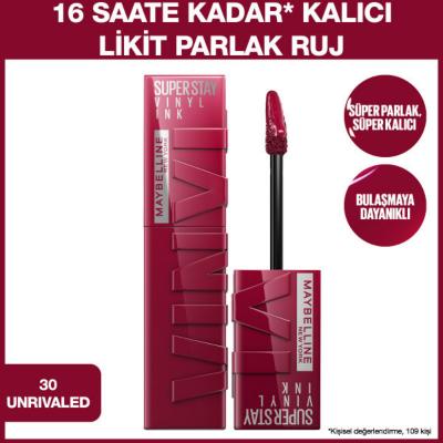 Maybelline Super Stay Vinyl Ink: 16HR Glossy Liquid Lipstick - Unrivaled Shine, Transfer-Proof Color, Non-Sticky, Long Lasting Formula by Beauty Care Bag