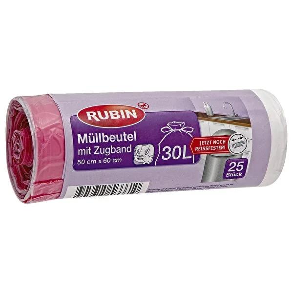 Rubin 30 Liter Trash Bags with Drawstring - 50x60 cm, Pack of 25, Recyclable Polyethylene by Beauty Care Bag