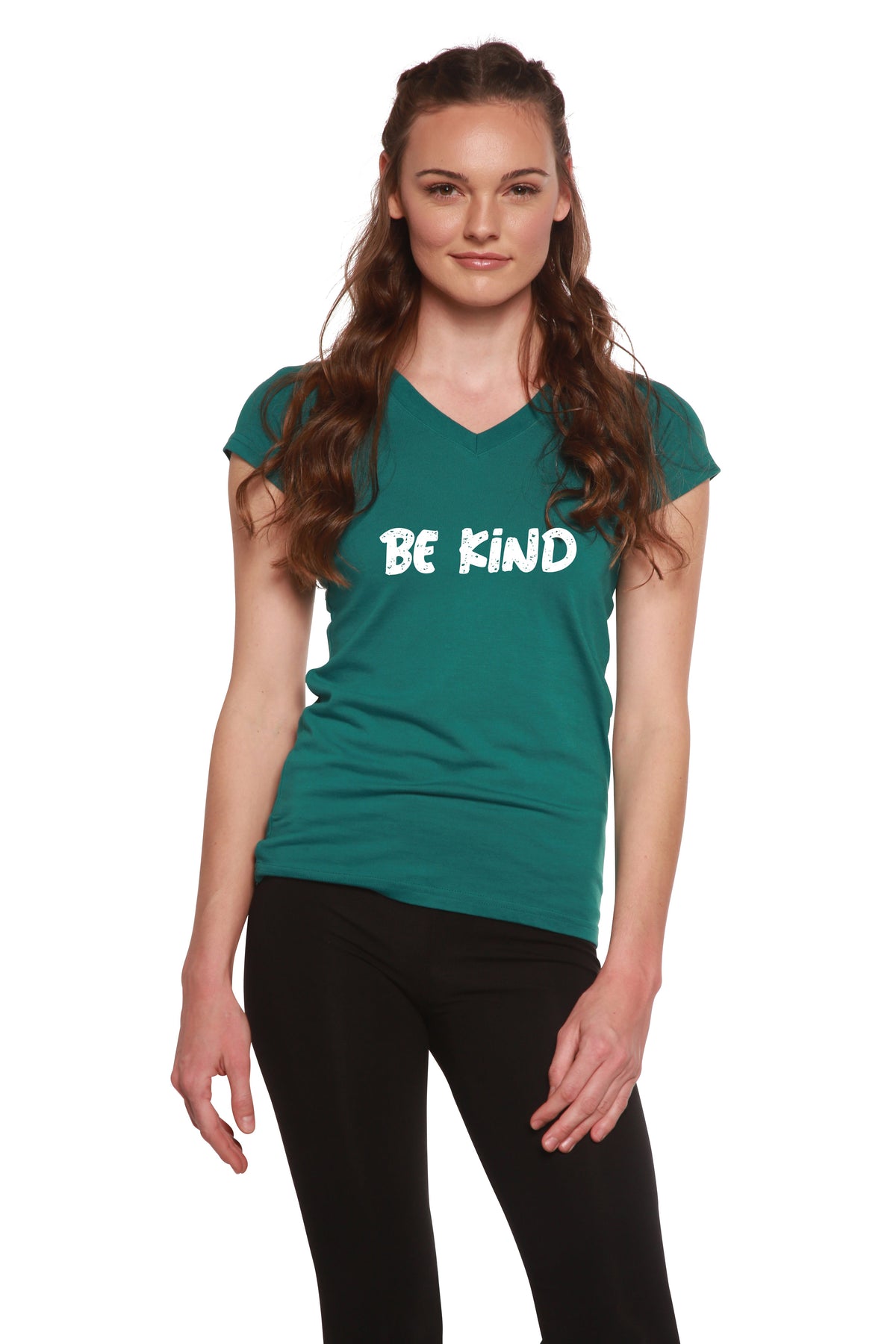 Be Kind women's V-neck cap sleeve T-shirt – view 3
